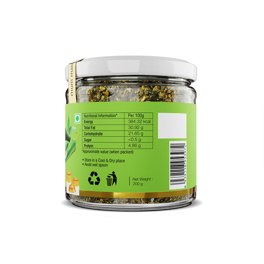 Spicy Green Chilli Pickle